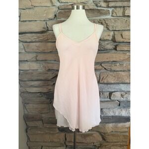 Morgan Taylor Intimates Pink Chiffon Chemise Nightgown Asymmetrical Hem Medium